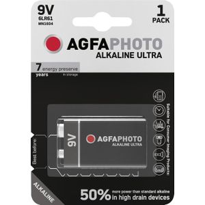 Agfaphoto Batterij Alkaline, E-Block, 6LR61, 9V Ultra, Retail-blister (1-pack)