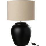 J-Line lamp Meli + Kap - keramiek/linnen - zwart - large