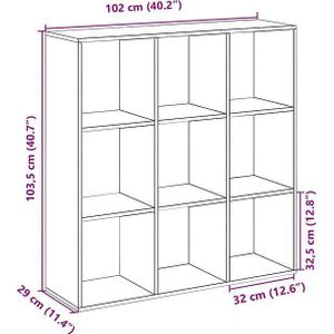 vidaXL - Kamerscherm - - boekenkast - 102x29x103,5 - cm - hout - betongrijs