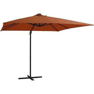 vidaXL - Zweefparasol - met - LED-verlichting - 250x250 - cm - terracottakleurig