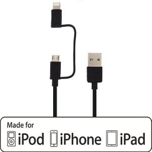Mobilize 2in1 Cable USB to Apple MFi Lightning or Micro USB 1.5m. Black