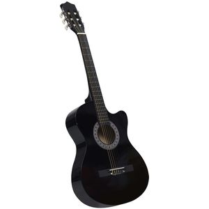 Gitaar cutaway met 6 snaren western akoestisch 38&#34; zwart