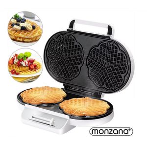 Monzana Wafelijzer 1200W hartvorm in Wit