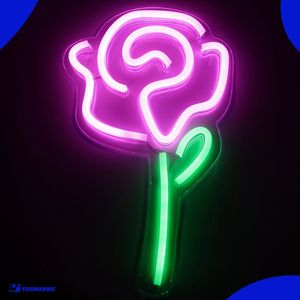 Neon Lamp - Roos - Incl. Ophanghaakjes - Neon Sign - 38 x 23 cm