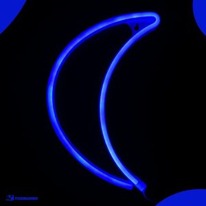 Neon Lamp - Maan Blauw - Incl. 3 Batterijen - 30 x 20 cm