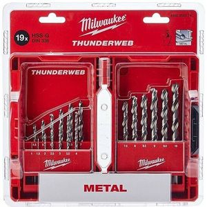 MILWAUKEE SET THUNDERWEB HSS-G METAALBOREN IN KUNSTSTOF CASSETTE (19-DELIG)  4932352374