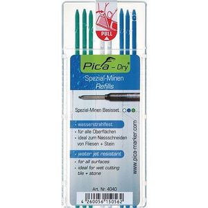 Pica Vullingenset | 3x blauw, 2x wit, 3x groen | waterbestendig | Pica Dry 4040 | 8 stiften / set |
