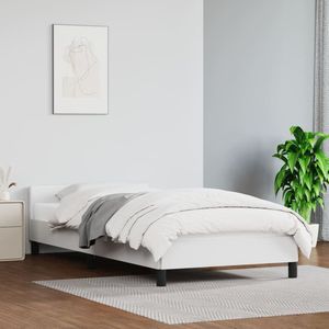 VidaXL Bedframe met Hoofdbord Kunstleer Wit 100x200 cm