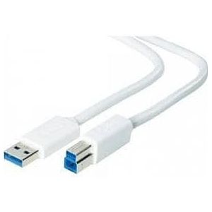 ADJ 320-00020 USB 3.0 Kabel, Type A Type B M/M 3m Wit Blister