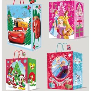 Walt Disney kerst Set van 8 Cadeau zakjes 2 maten - Cadeauzakje - Kerstmis - Verpakking - Feestverpa