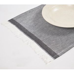 Set of 4 - Yarn-Dyed Cotton Solid Placemats with Frayed Edges