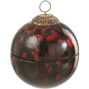 J-Line Geurkaars kerstbal gevlekt - glas - rood/zwart - 20U