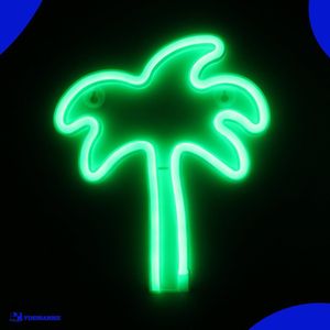 Neon Lamp - Palmboom - Incl. 3 Batterijen - 23 x 19 cm