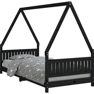 vidaXL - Kinderbedframe - 90x200 - cm - massief - grenenhout - zwart