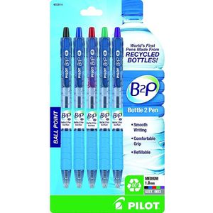 Pilot B2P Ecoball Balpen flow pack - Medium - Kleurassortiment Zwart/Blauw/Rood/Groen - 4 stuks