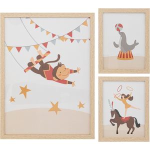 Atmosphera Kids Circus posters set van 3 - Met kader - Hout