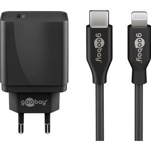 Goobay Lightning/USB-C™ PD oplaadset (25 W) - USB-C™ voedingsadapter 25 W inclusief USB-C™ naar Ligh
