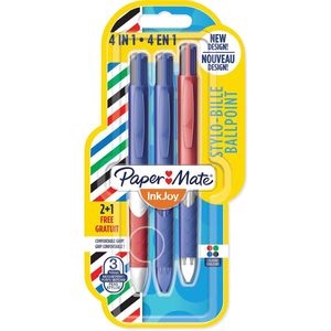 Paper Mate 4-kleuren balpen Inkjoy French Connection, blister 2 + 1 gratis