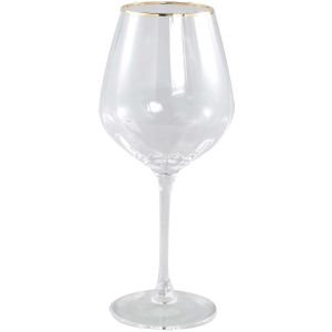 PTMD Yina Rode Wijnglas - H23 x Ø10 cm - Glas - Goud