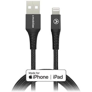 Mobilize Strong Nylon Cable USB to Apple MFi Lightning 1m. 12W Black