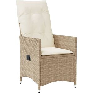 vidaXL - Tuinstoel - verstelbaar - met - kussens - poly - rattan - beige