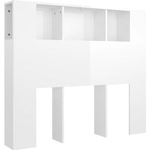 VidaXL Hoofdbordkast 120x18,5x104,5 cm Hoogglans Wit