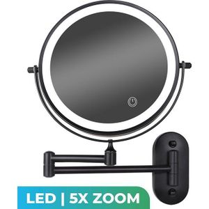Mirlux Make Up Spiegel met LED Verlichting - 5X Vergroting - Zwart
