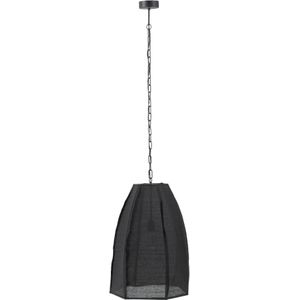 J-Line plafondlamp Peer - linnen/ijzer - zwart - large