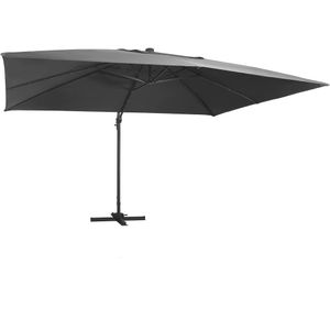 Zweefparasol met LED en aluminium paal 400x300 cm antraciet