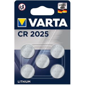 Varta CR2025 lithiumbatterij in een verpakking van 5