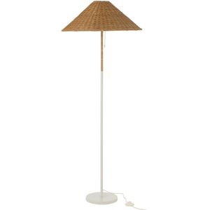 J-Line staande Lamp - metaal/rotan - wit/naturel