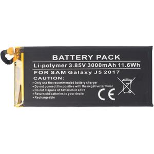 Accu geschikt voor Samsung Galaxy J5 2017, Li-Polymer, 3.85V, 3000mAh, 11.6Wh, ingebouwd, zonder ger