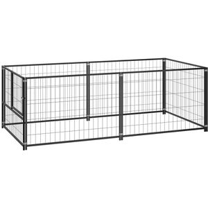 Hondenkennel 200x100x70 cm staal zwart