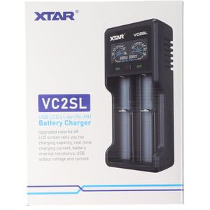 Xtar VC2SL snellader voor Li-ion 3.6V tot 3.7V en NiMH 1.2V accu, zonder voeding