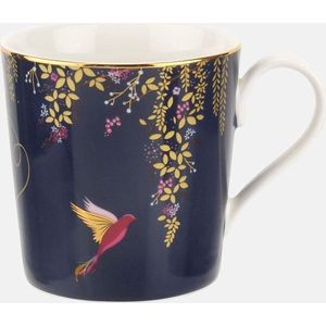 Sara Miller London - Chelsea Mug Navy - Mok - Navy blauw - Vogels - Ø 9,8 cm, H 10,6 cm, 0,34 l