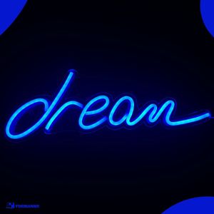 Neon Lamp - Dream Blauw - Incl. Ophanghaakjes - Neon Sign - 15 x 46 cm