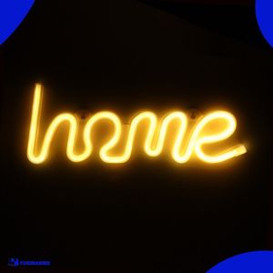 Neon Lamp - Home Geel - Incl. 3 Batterijen - 12 x 34 cm