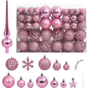 111-delige Kerstballenset polystyreen roze