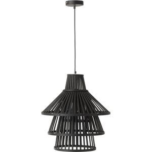 J-Line hanglamp Lagen - hout - zwart - large