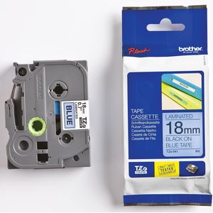 Brother TZe tape voor P-Touch 18 mm, zwart op blauw