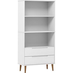 vidaXL - Boekenkast - MOLDE - 85x35x170,5 - cm - massief - grenenhout - wit