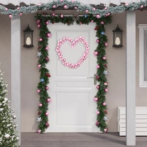 Kerstslinger ballen 175 cm polystyreen roze