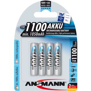 Tecxus NiMH-batterij micro, AAA, LR03, 1,2 volt met 1100 mAh in een pakket van 4