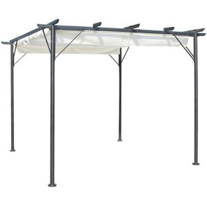 VidaXL Pergola met uitschuifbaar dak 3x3 m staal crémewit