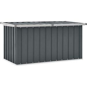 VidaXL Tuinbox 129x67x65 cm Grijs - Ruime opbergbox voor buiten