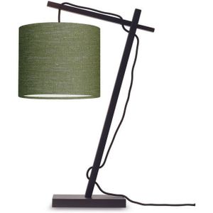 GOOD&MOJO Tafellamp Andes - Bamboe Zwart/Groen - 30x18x46cm - Zwart