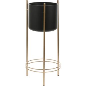 Mica Decorations Sverre - Bloempot op standaard - H66 x Ø27 cm - Zwart goud