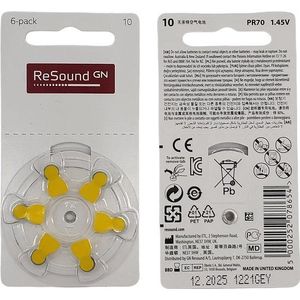 Resound hoortoestel batterijen P10 - gele sticker