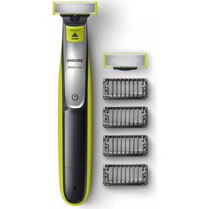 Philips OneBlade QP2530/30 - Trimmer en scheerapparaat - Trim en scheer met 4 opzetkammen - Limoengroen (4 stuks)