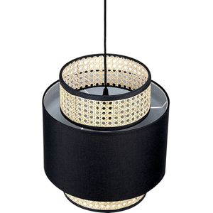 Beliani BOERI - Hanglamp - Zwart/ Natuurlijk - Polyester